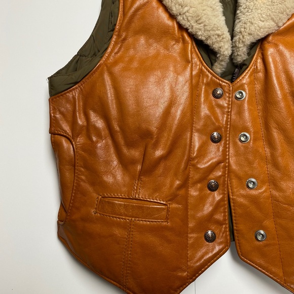 Vintage Schott Leather Sherpa Vest Size Aprox M - Picture 6 of 14